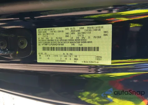 2025 Ford F-150 Xl z USA, uszkodzony, nr VIN 1FTMF1LP2SKD18160